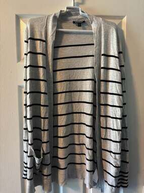 Express Striped Open Front Cardigan Size L